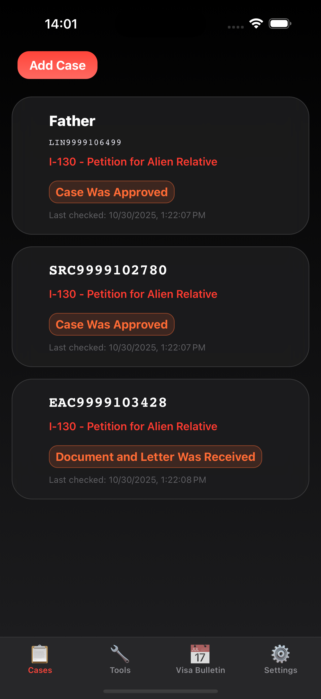 CaseTrack+ Dark Mode - Easy on the eyes